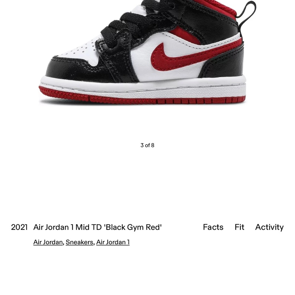 Nike Jordan 1 mid red/black -Toddler size 4c - Picture 7 of 8